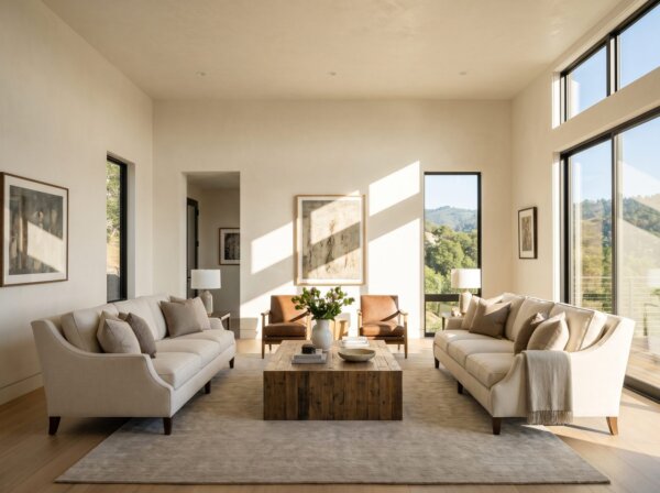 Wall where new drywall texture blends perfectly with the original across the room